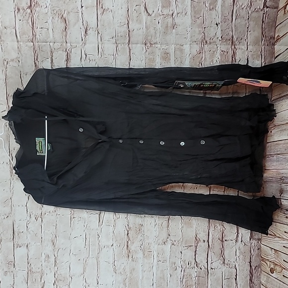 2oh 2 old hippies threads black silk shirt nwt Women's small - Picture 1 of 8